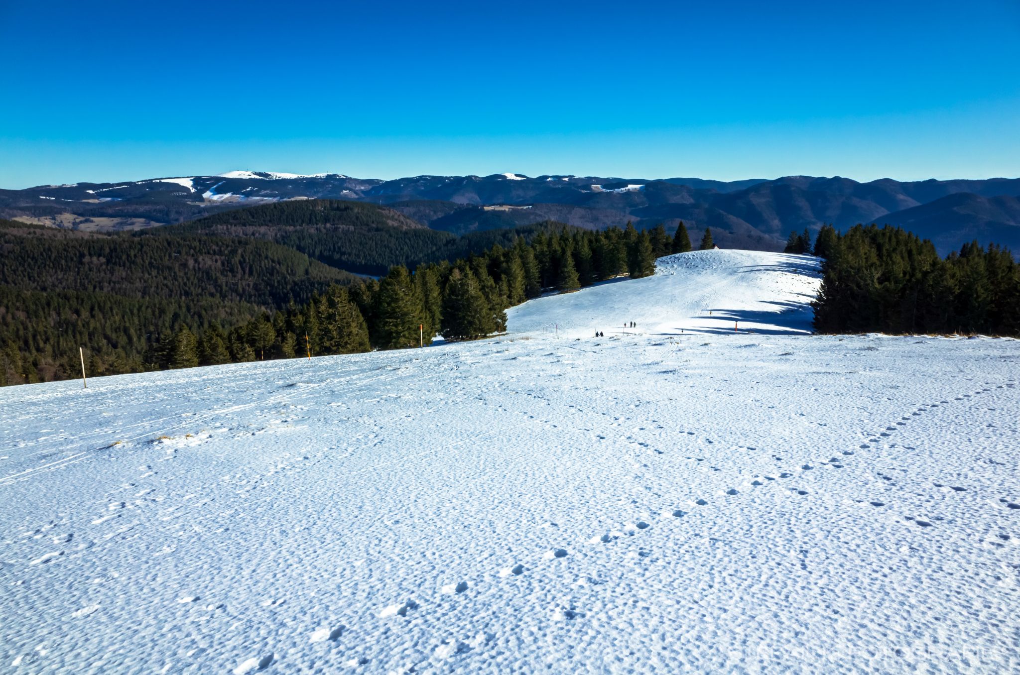 Skipiste am Belchen, Blick zum Feldberg und Herzogenhorn